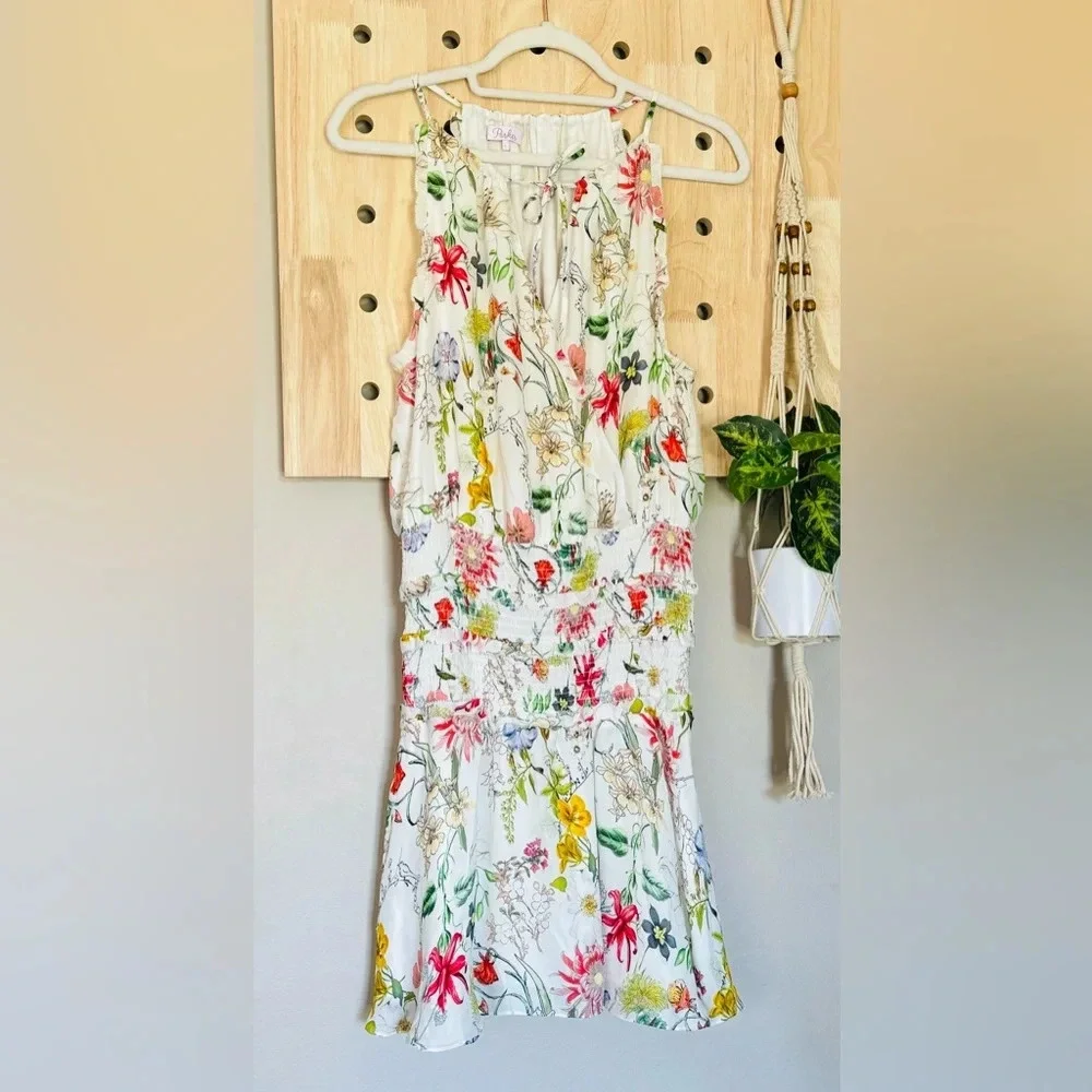 PARKER Women’s Smocked Halter Dress in Floral Sangria Print Size Large NWOT - Picture 2 of 6